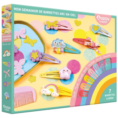 Mon semainier de barrettes arc-en-ciel : 7 barrettes à créer